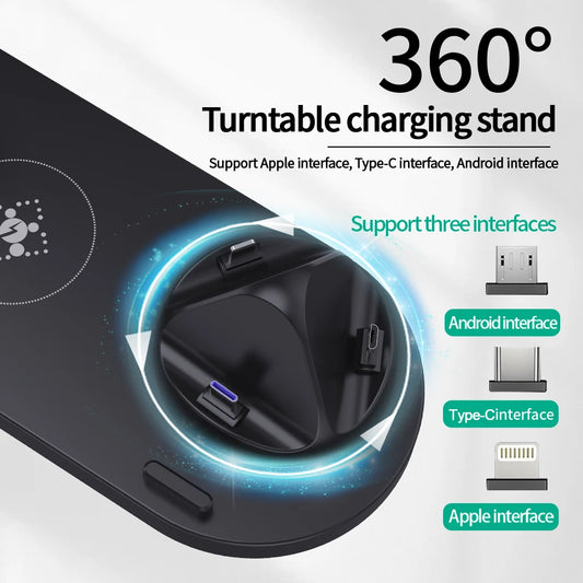 5 in 1 Wireless Charger Stand Dock for Apple Watch 8 7 6 5 4 3 iPhone 13 12 11 Xs 8 Airpods Pro Wireless Fast Charging Station