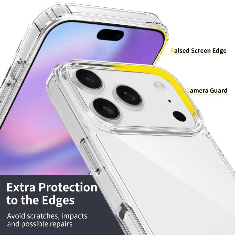 Transparent Acrylic Scratch Resistant Phone Case for IPhone 17Pro Max AIR Hard PC TPU Silicone Shockproof Anti Fall Back Cover