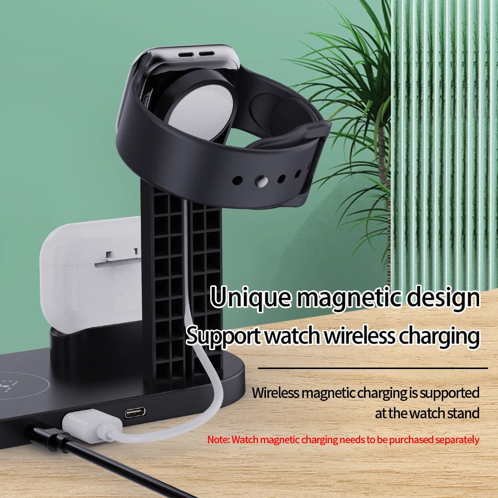 5 in 1 Wireless Charger Stand Dock for Apple Watch 8 7 6 5 4 3 iPhone 13 12 11 Xs 8 Airpods Pro Wireless Fast Charging Station