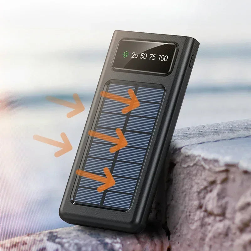 OnePlus Solar Power Bank 200000mAh Super Fast Charging Ultra Capacity USB 4 Cables LED Light Outdoor External Battery For iPhone