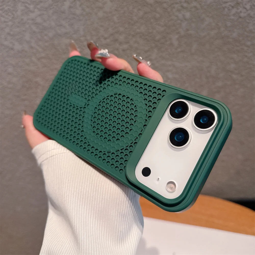 Funda protectora carga inalámbrica magnética de disipación de calor Honeycomb para iPhone 17 16 Pro Max 17 para cubierta Magsafe