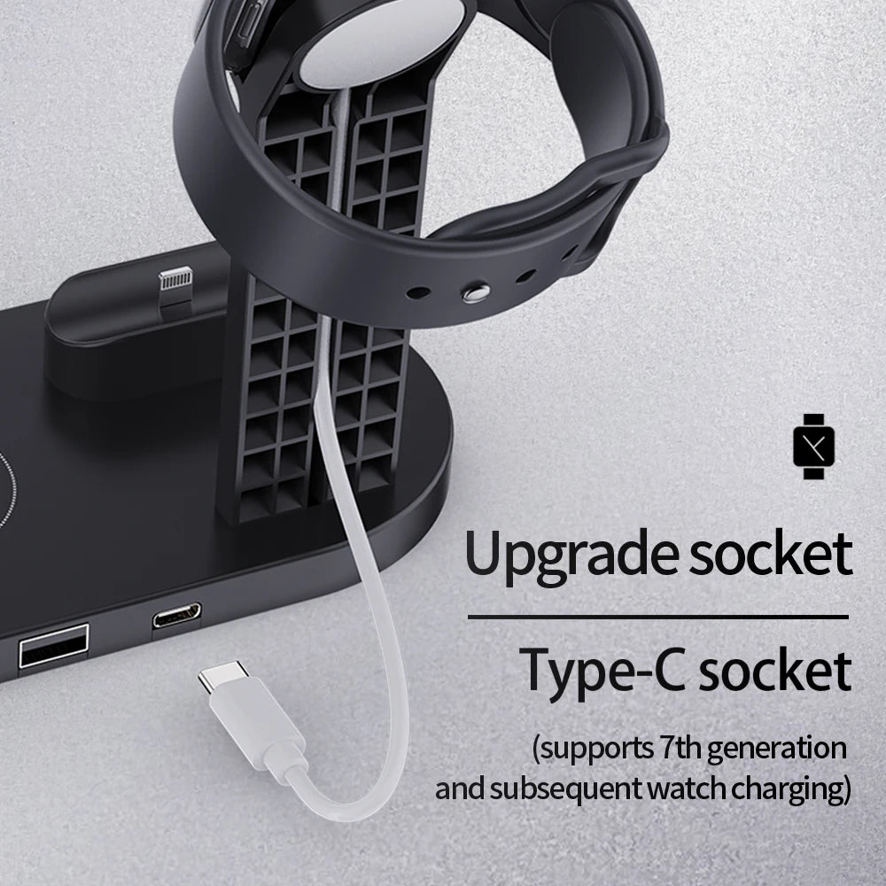 5 in 1 Wireless Charger Stand Dock for Apple Watch 8 7 6 5 4 3 iPhone 13 12 11 Xs 8 Airpods Pro Wireless Fast Charging Station