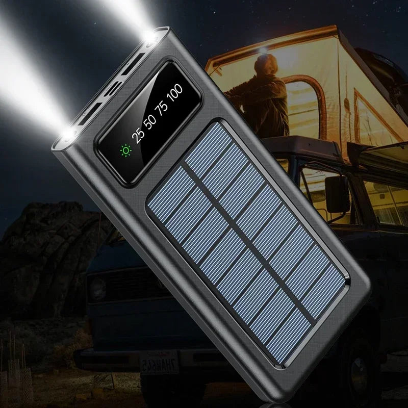 OnePlus Solar Power Bank 200000mAh Super Fast Charging Ultra Capacity USB 4 Cables LED Light Outdoor External Battery For iPhone