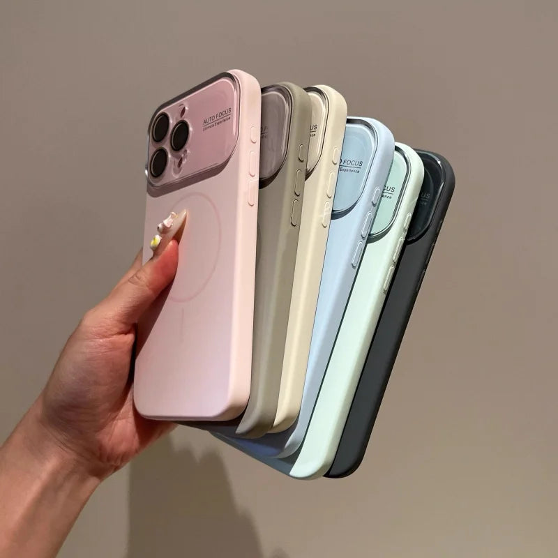 Luxury Soft Liquid Silicone Magnetic Case for iPhone 17 Air 16 15 14 13 17 Pro Max Original For Magsafe Glass Lens Protect Cover