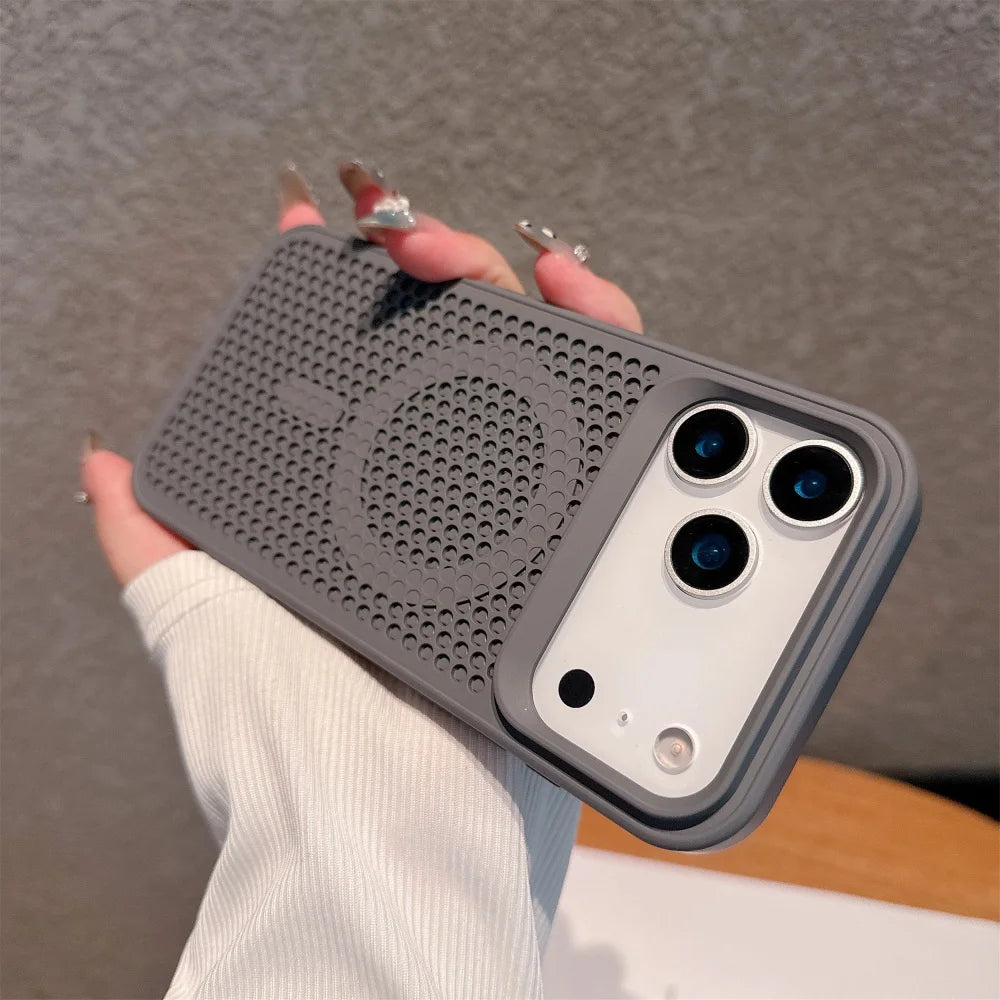 Funda protectora carga inalámbrica magnética de disipación de calor Honeycomb para iPhone 17 16 Pro Max 17 para cubierta Magsafe
