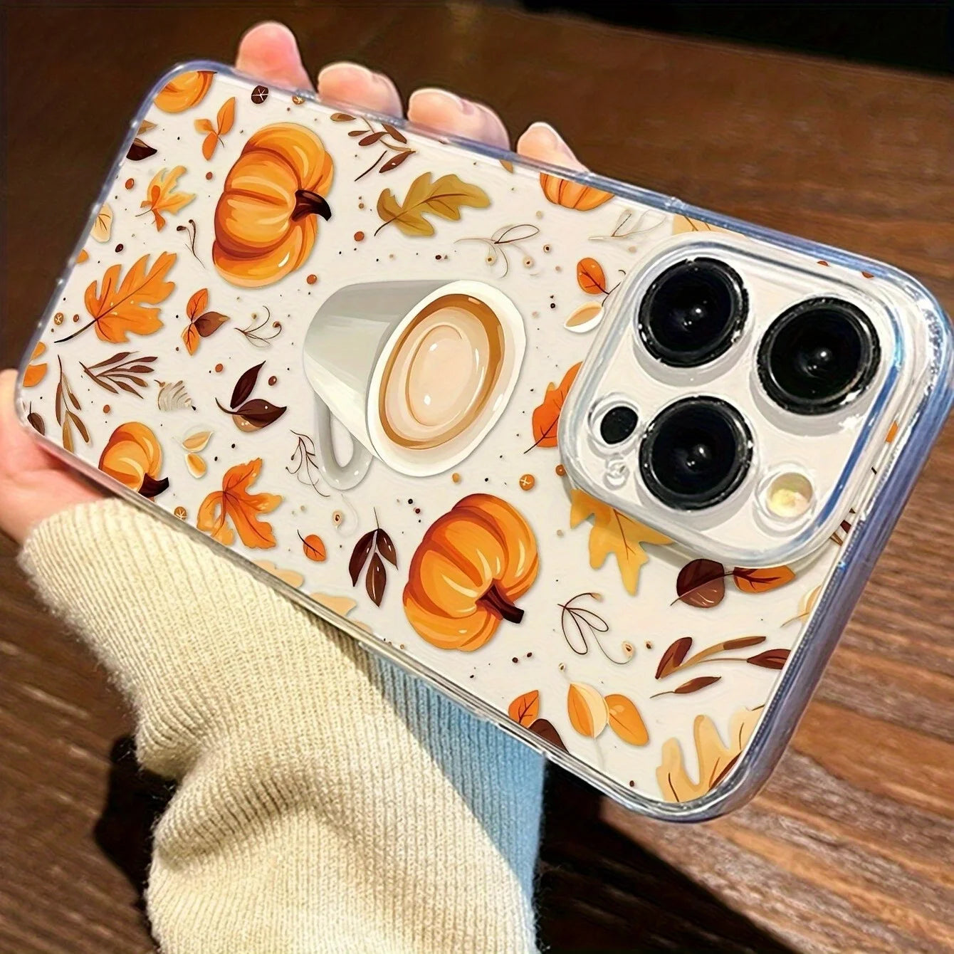 Coffee Pumpkin Fallen Leaves Phone Case For iPhone 16 15 14 11 13 12 Pro Max 7 8 14 15 Plus SE 16E XS X XR 16 Pro 11 Pro Cover