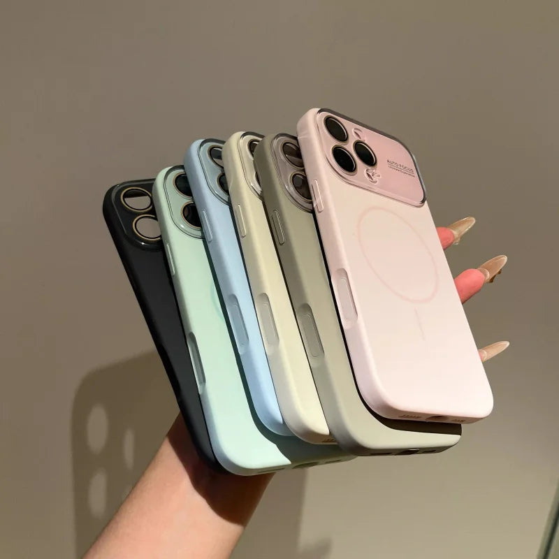 Luxury Soft Liquid Silicone Magnetic Case for iPhone 17 Air 16 15 14 13 17 Pro Max Original For Magsafe Glass Lens Protect Cover