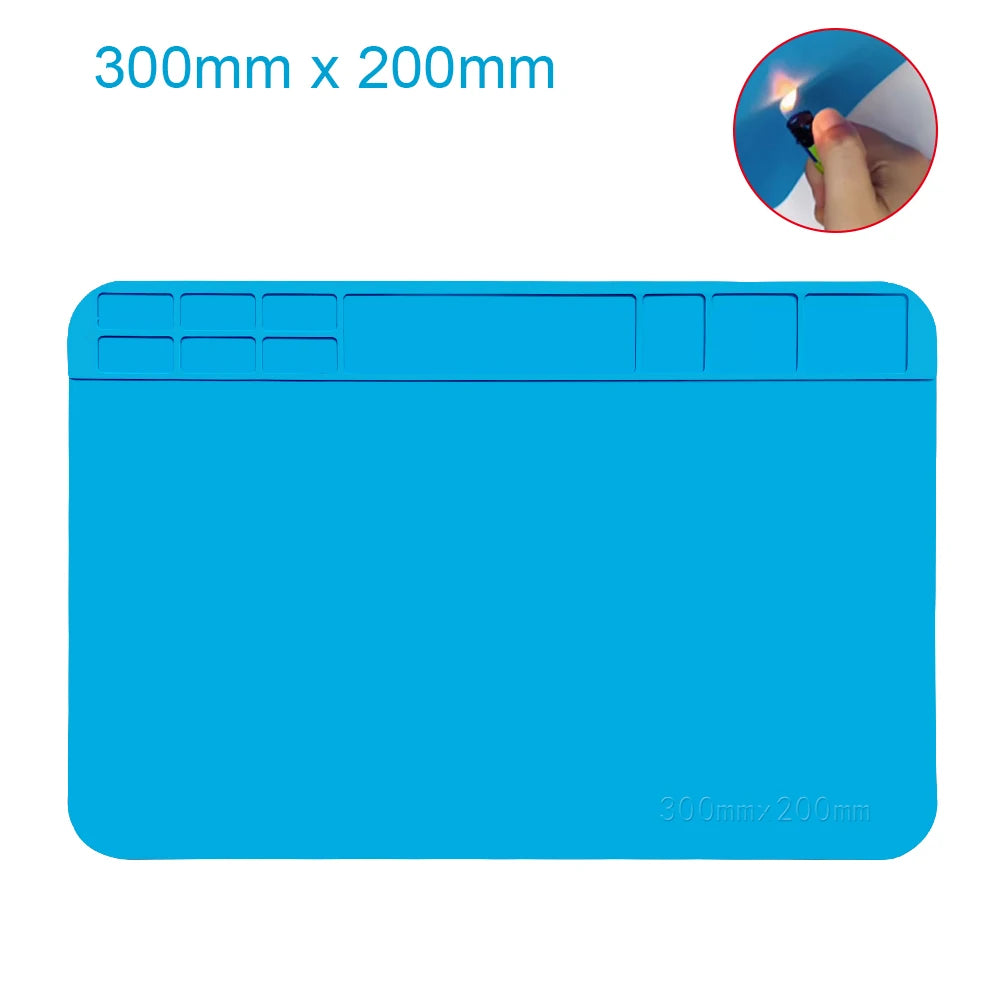 Magnetic Mat Silicone Work Mat Soldering Station Mat Heat Resistant 932°F Anti-Static for Electronic Phone Laptop Watch Repair
