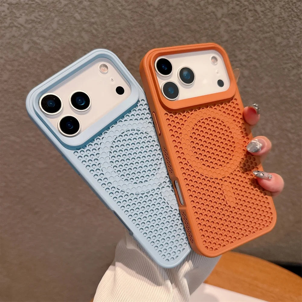 Funda protectora carga inalámbrica magnética de disipación de calor Honeycomb para iPhone 17 16 Pro Max 17 para cubierta Magsafe
