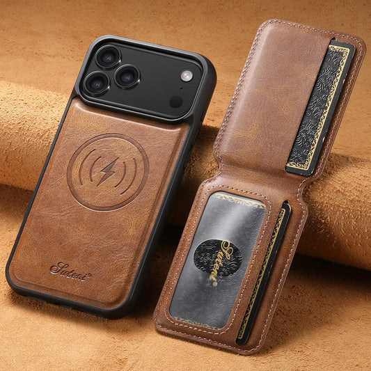 Magnetic Detachable Leather Wallet Case for iPhone 17 Pro Max 17 Air 17Pro Cover Shockproof Kickstand Card Holder Shell Fundas
